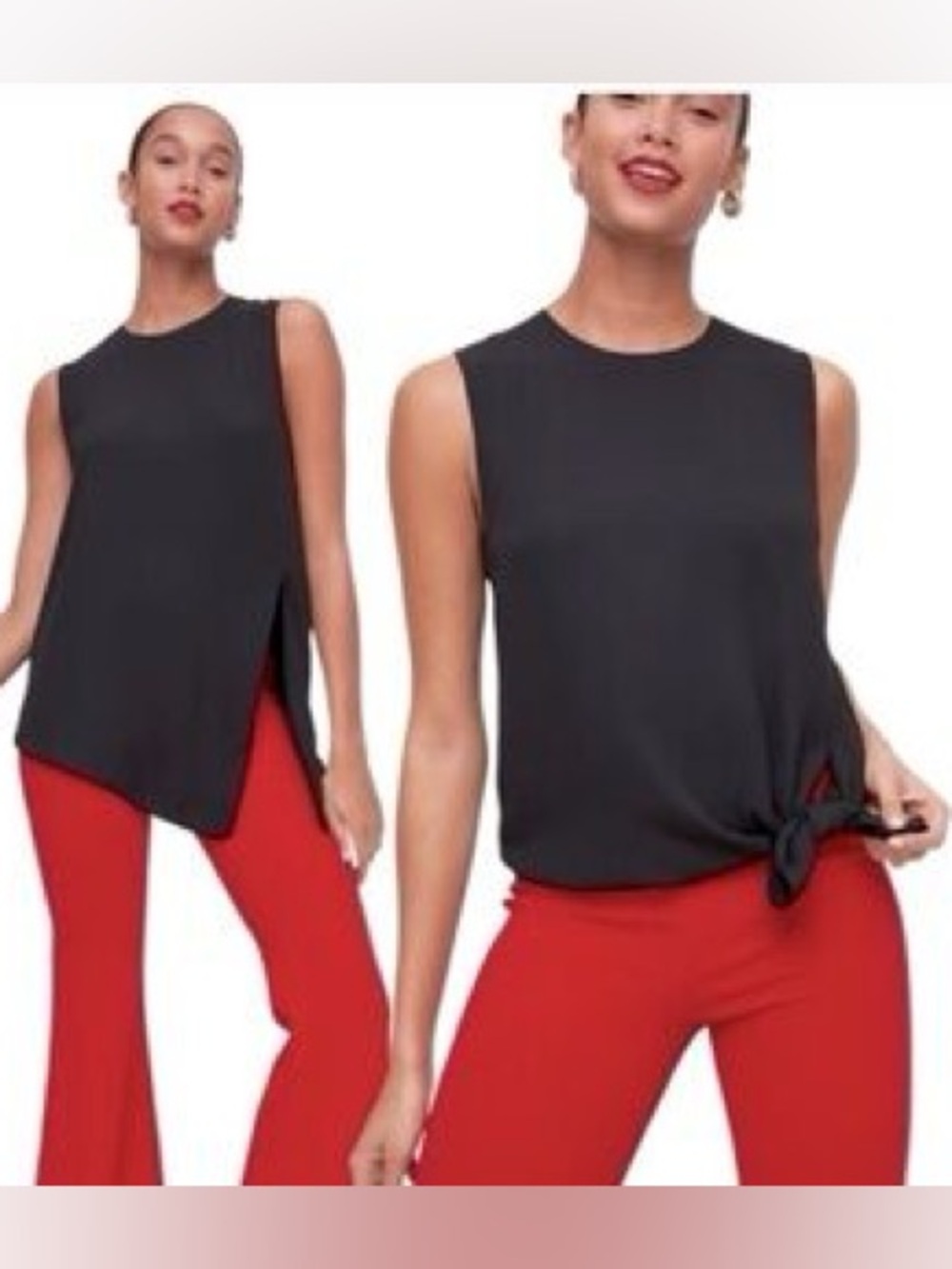 Babaton Black Sleeveless Asymmetric Tank Top